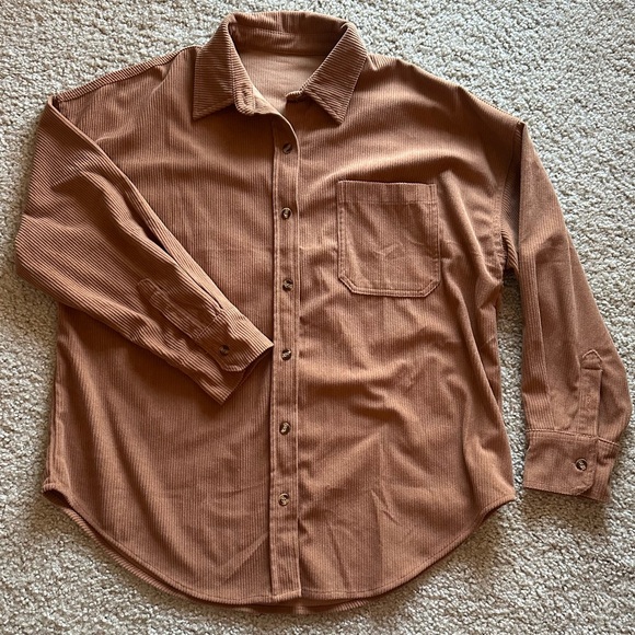 Women’s Medium Brown Long Sleeve Corduroy Shacket - Picture 1 of 5